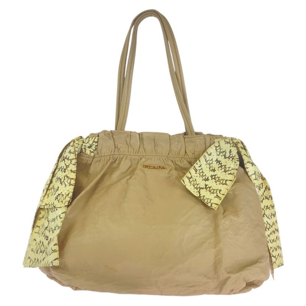 Prada Leather Python Ribbon Tote Bag - image 1